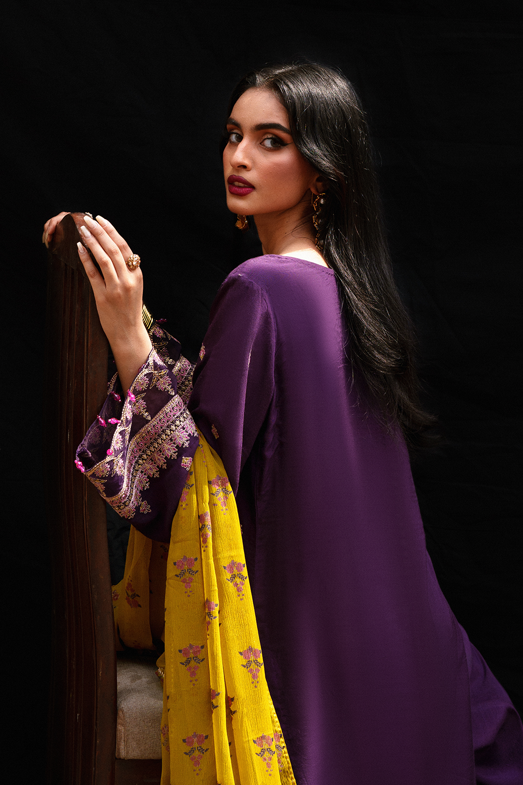 Saad Shaikh Raven Style — Mairaz Purple Three-Piece Suit