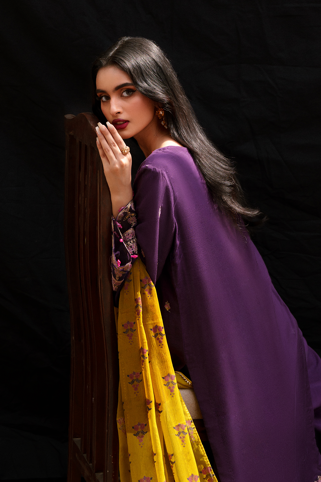 Saad Shaikh Raven Style — Mairaz Purple Three-Piece Suit