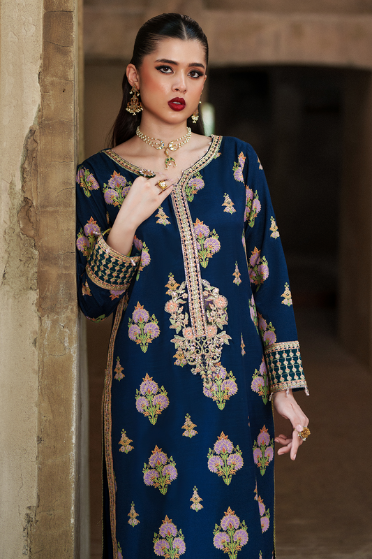 Saad Shaikh Sapphire Style — Mairaz Navy Blue Three-Piece Suit