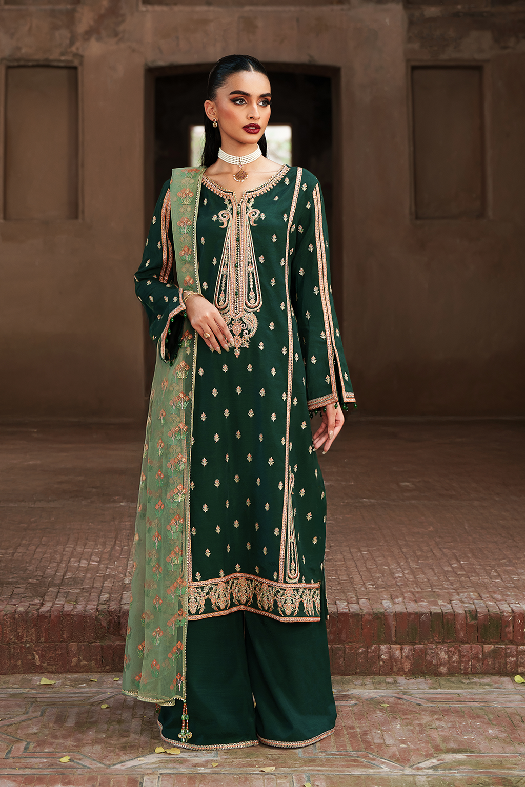 Saad Shaikh Emerald Style — Mairaz Bottle Green Three-Piece Suit