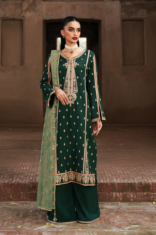 Saad Shaikh Emerald Style — Mairaz Bottle Green Three-Piece Suit