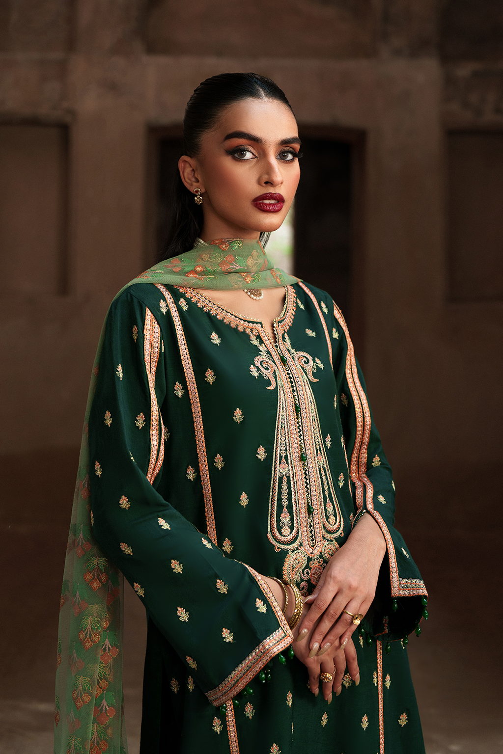 Saad Shaikh Emerald Style — Mairaz Bottle Green Three-Piece Suit