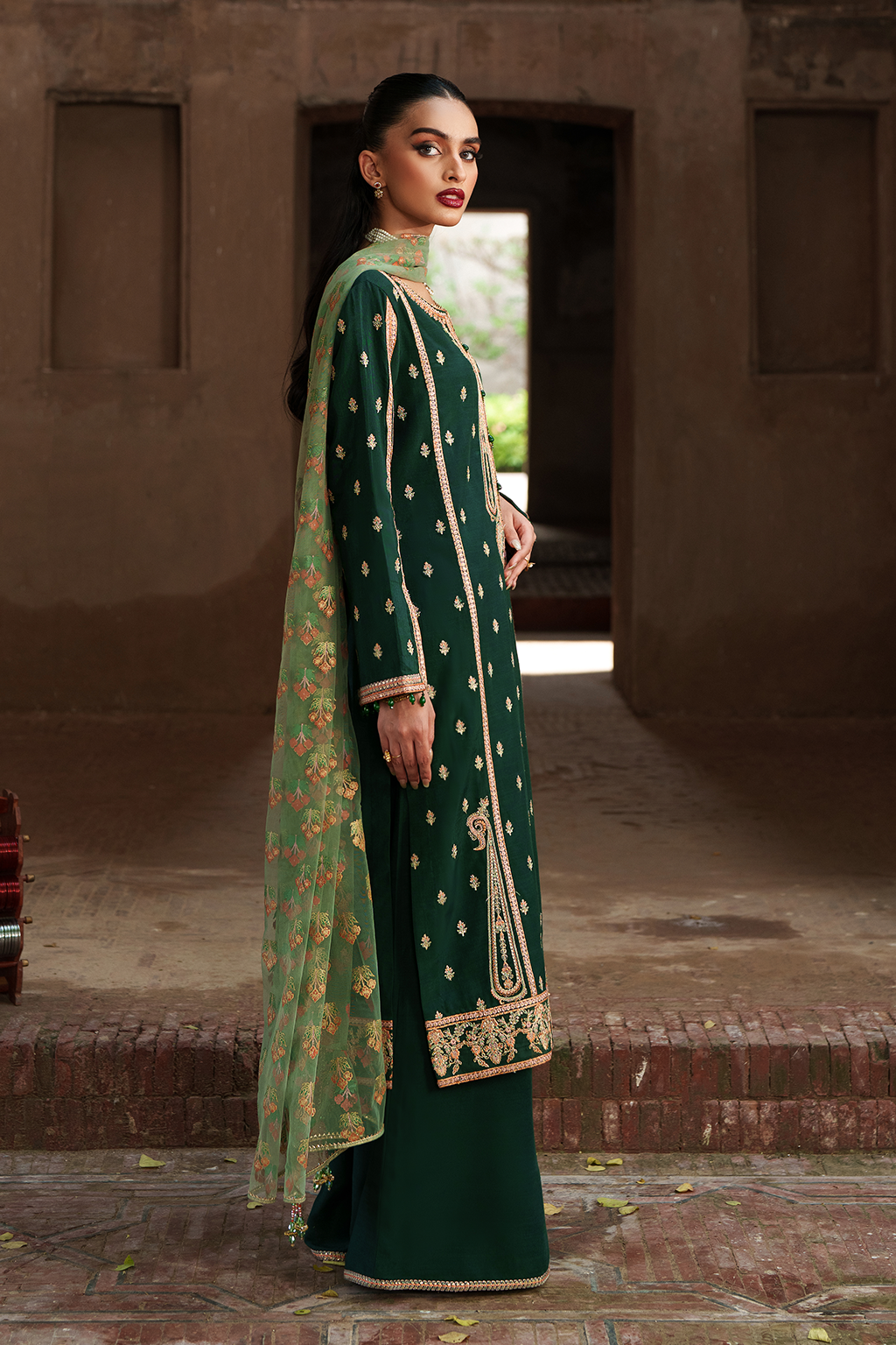 Saad Shaikh Emerald Style — Mairaz Bottle Green Three-Piece Suit