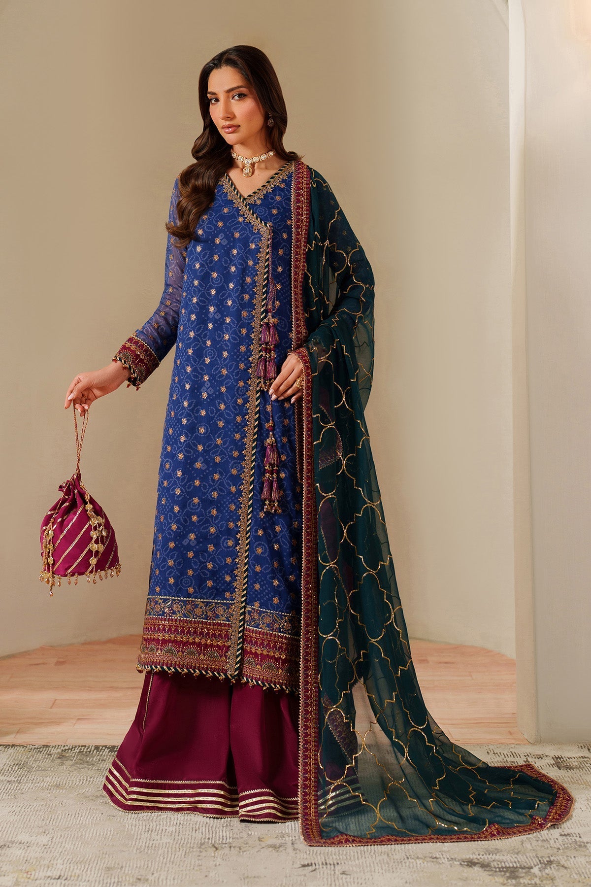 Alizeh AF-CH-2198-Rahsa Style — Mairaz Royal Blue Three-Piece Suit