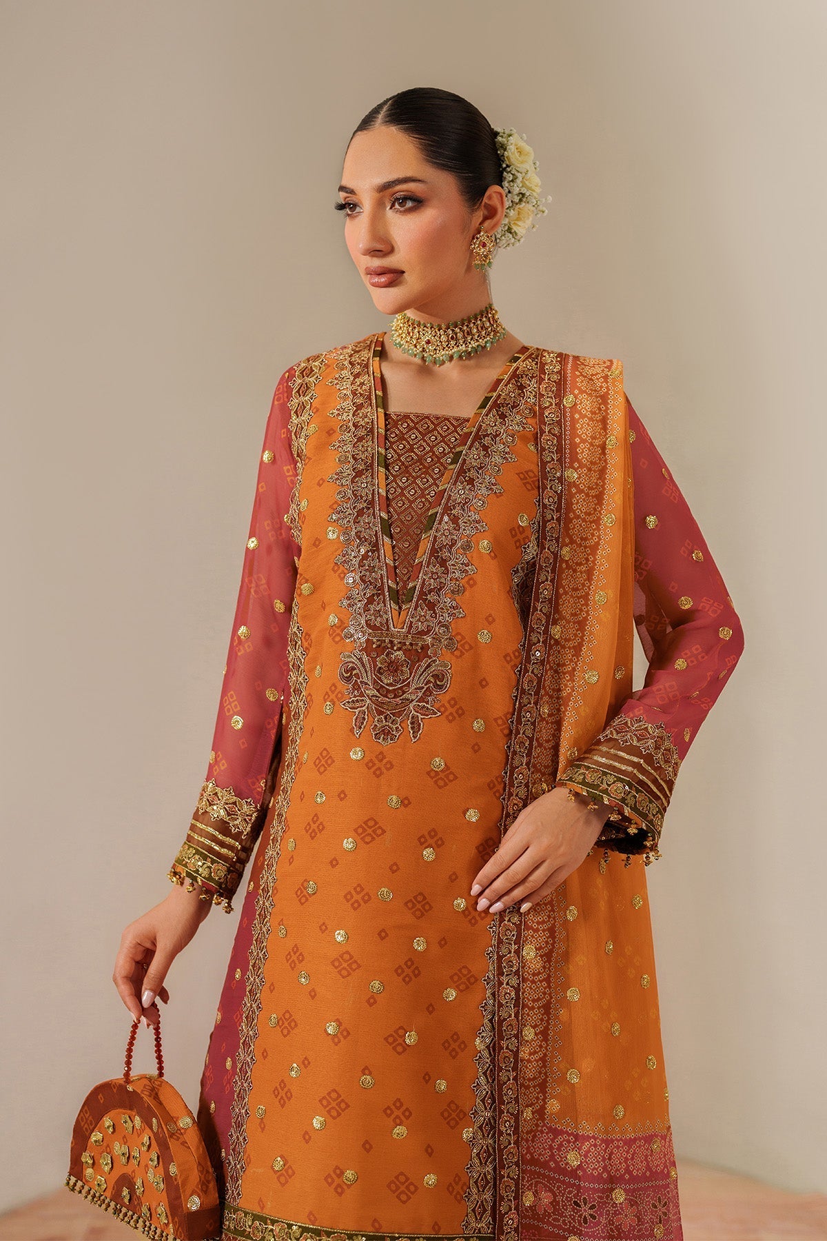 Alizeh AF-CH-2194-Zyne Style — Mairaz Deep Orange Three-Piece Suit