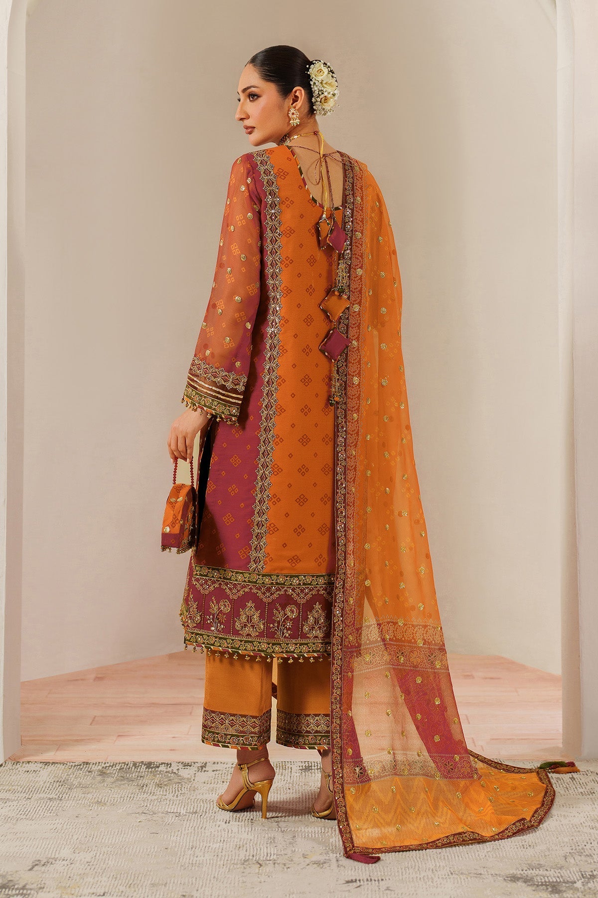 Alizeh AF-CH-2194-Zyne Style — Mairaz Deep Orange Three-Piece Suit