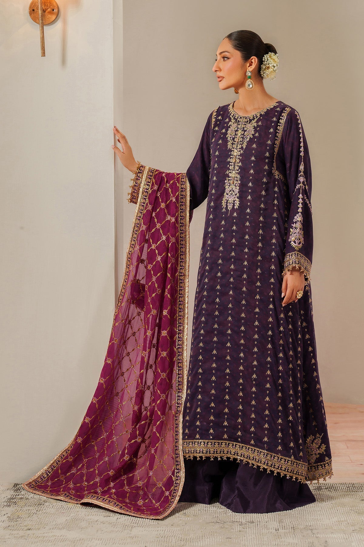 Alizeh Reya Style — Mairaz Plum & Pink Three-Piece Suit