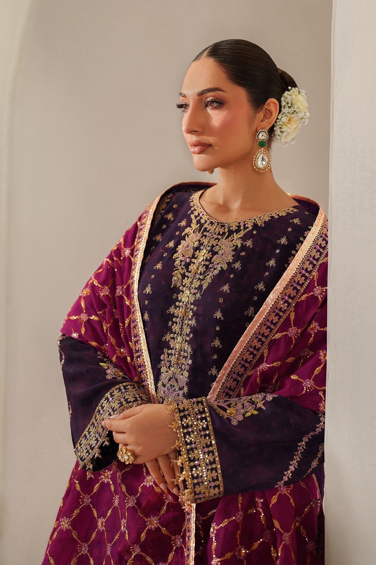 Alizeh Reya Style — Mairaz Plum & Pink Three-Piece Suit