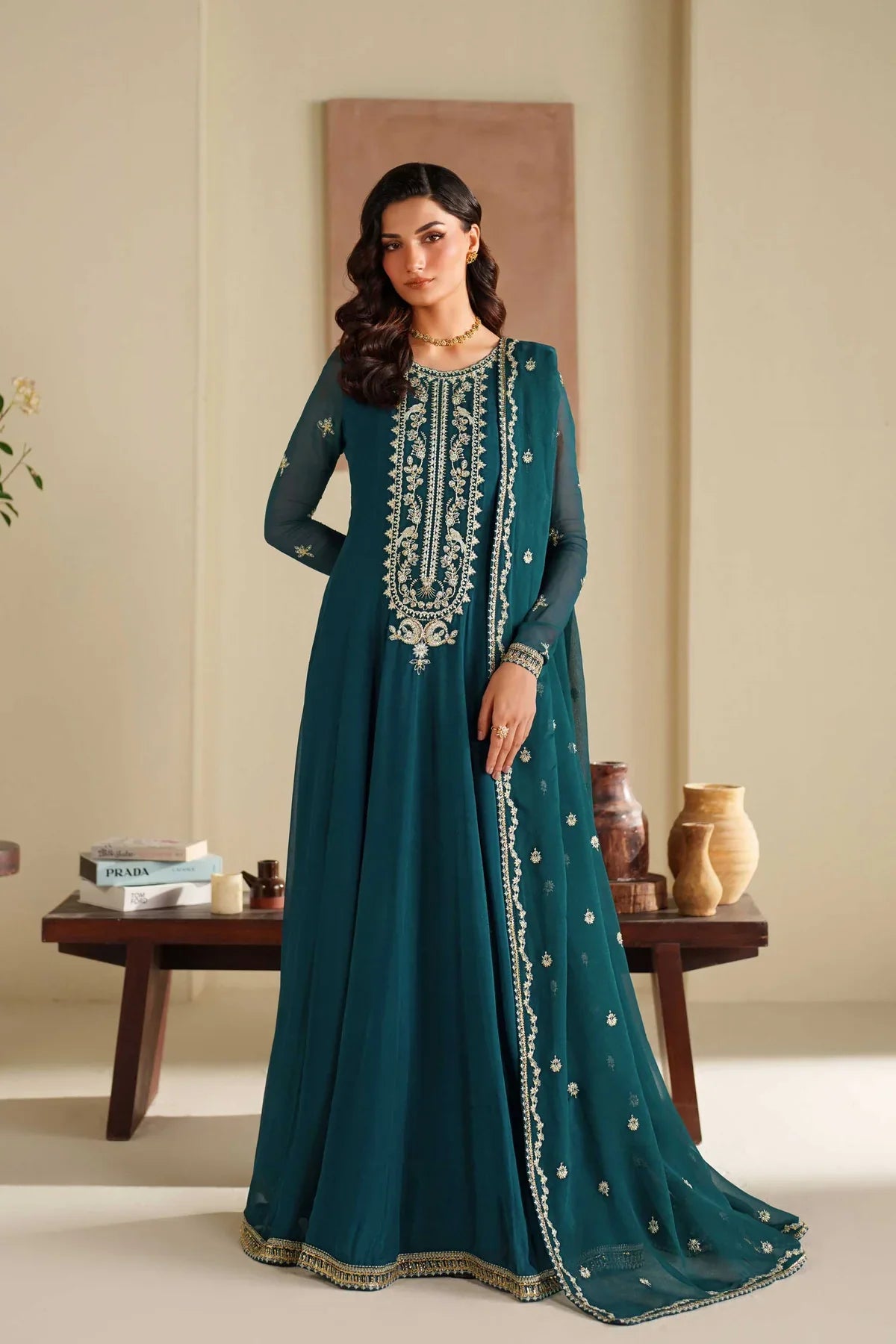 Akbar Aslam Nazni Style — Mairaz Ivory Three-Piece Suit