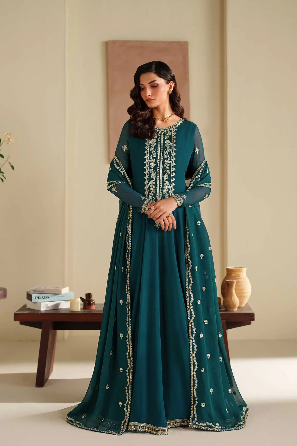 Akbar Aslam Nazni Style — Mairaz Ivory Three-Piece Suit
