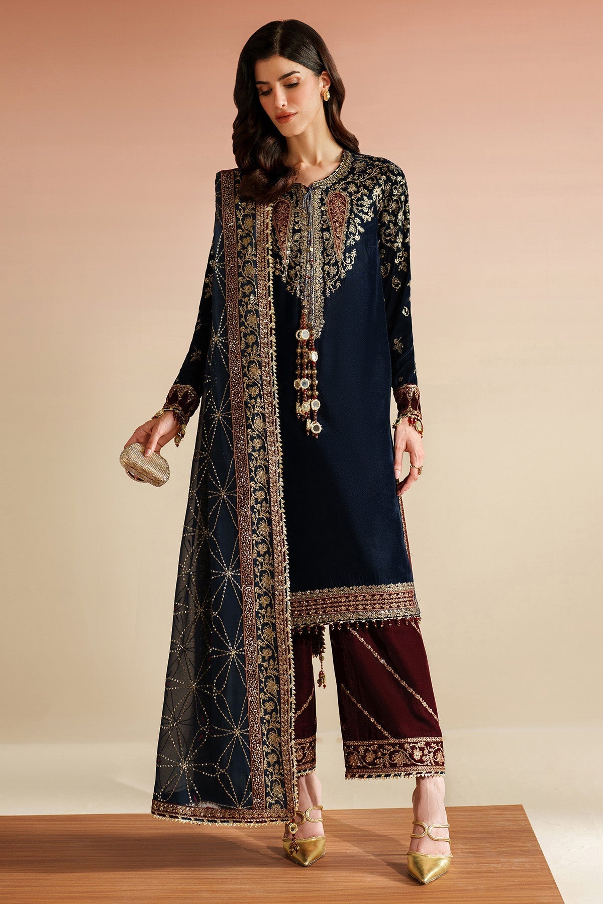 Jazmin VVF D-7 style — Mairaz embroidered velvet three-piece suit reference, view 1 of 11