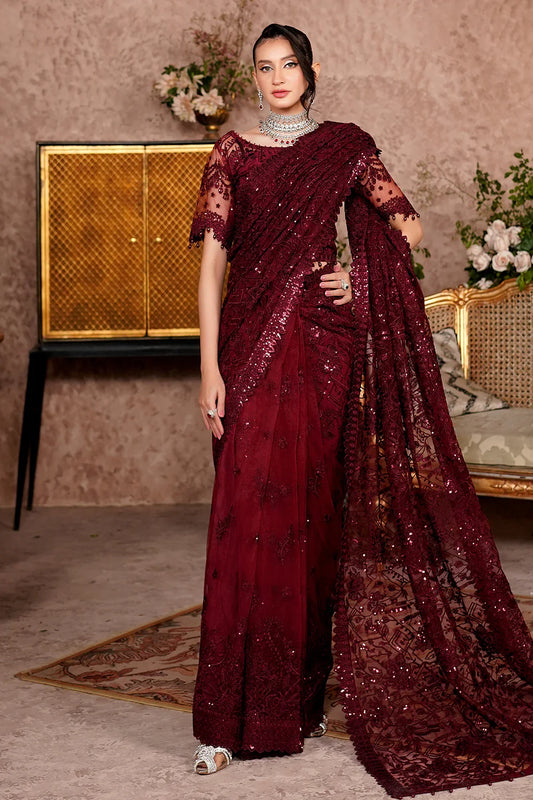 Maryams Ariella ARZ-8001 Style — Mairaz Maroon Three-Piece Suit