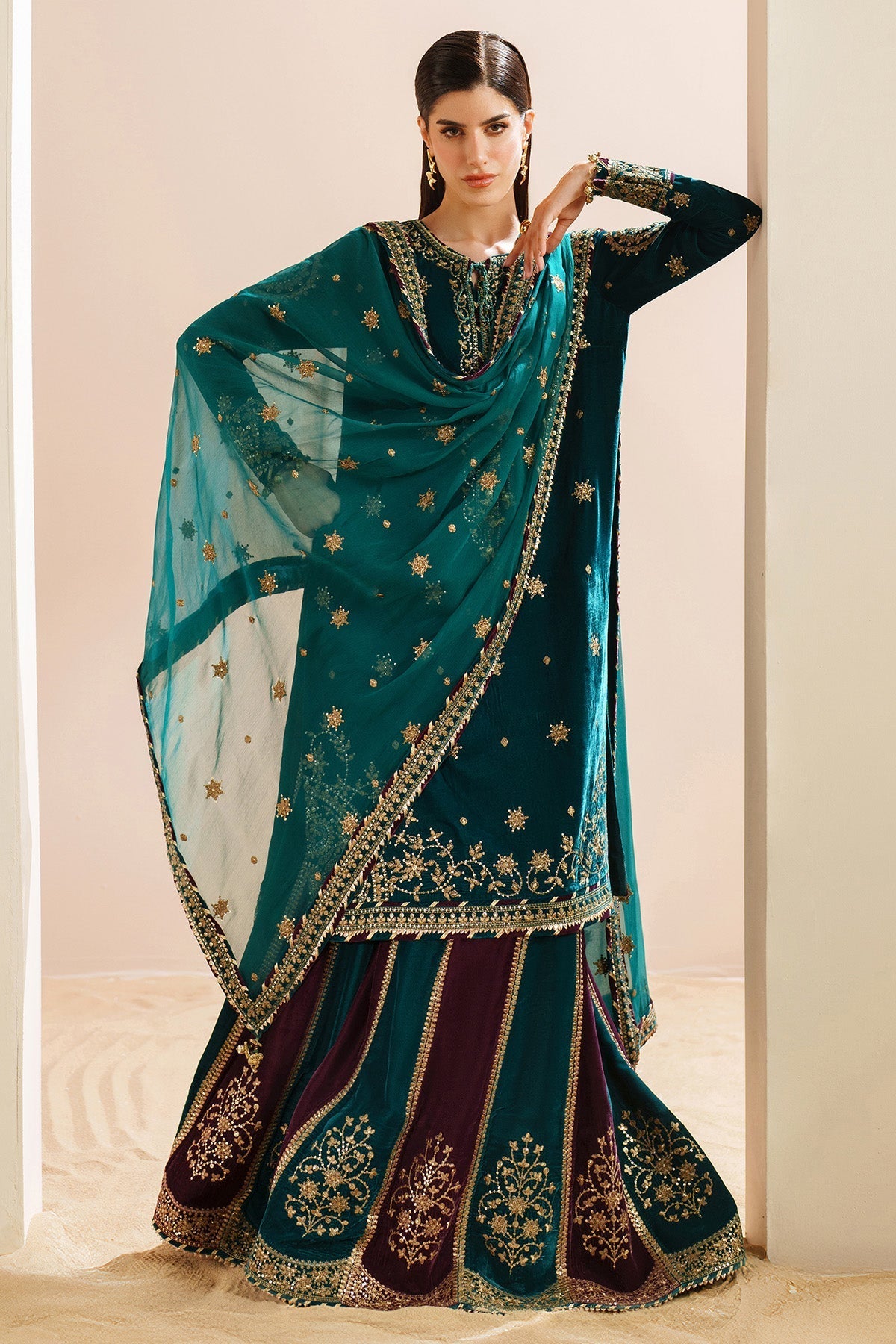 Jazmin VVF D-8 style — Mairaz embroidered velvet three-piece suit reference, view 1 of 12