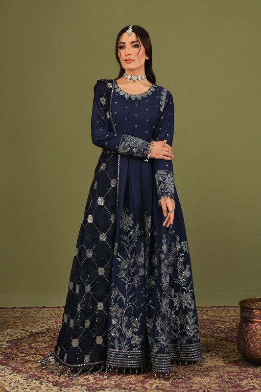 Alizeh AF-RS-11-Abaan Style — Mairaz Navy Blue Three-Piece Suit