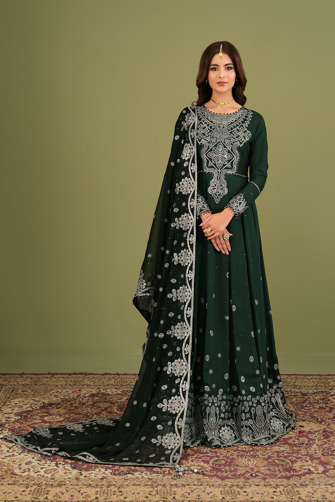 Alizeh AF-RS-14-Alice Style — Mairaz Bottle Green Three-Piece Suit