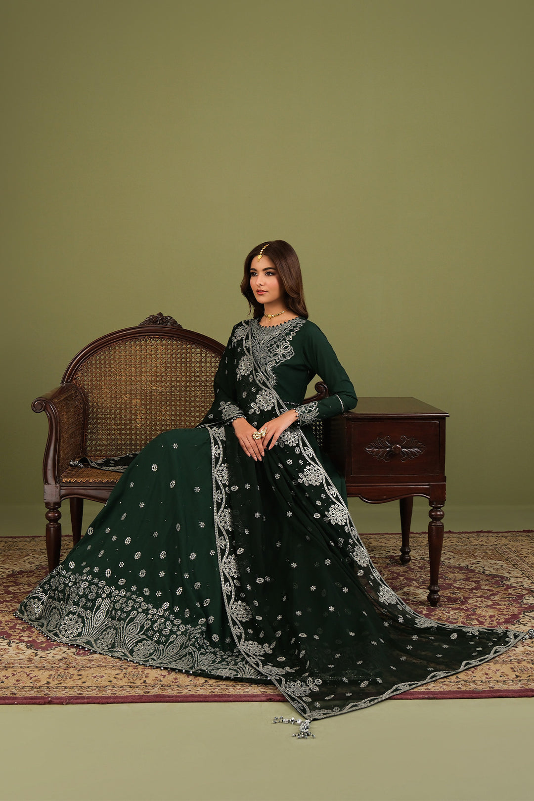 Alizeh AF-RS-14-Alice Style — Mairaz Bottle Green Three-Piece Suit