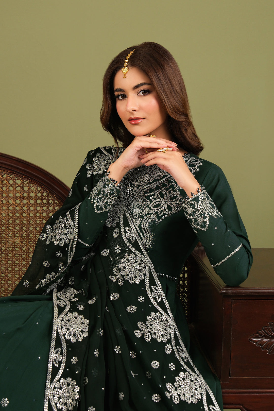 Alizeh AF-RS-14-Alice Style — Mairaz Bottle Green Three-Piece Suit