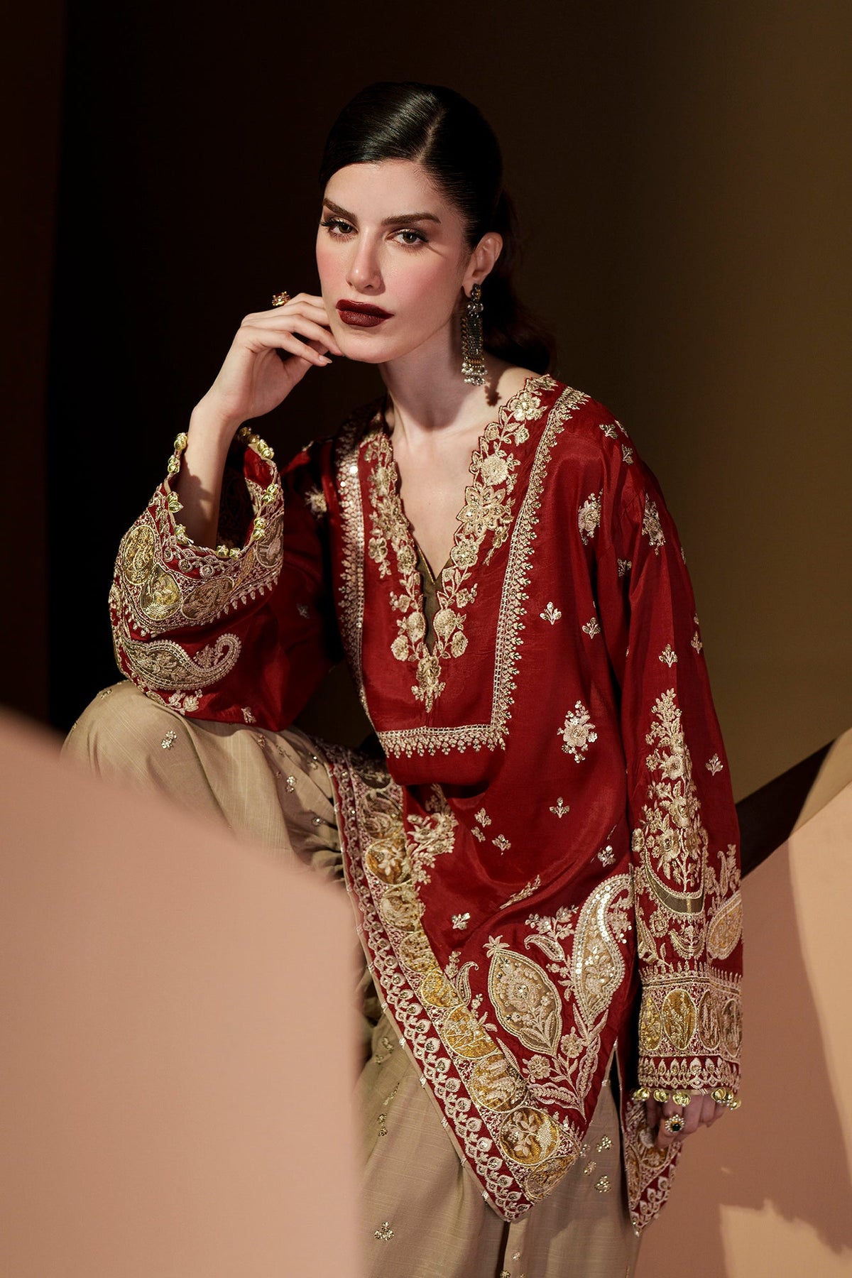 Ethnc – Grape Wine Embroidered Suit Style — Mairaz reproduction, product view 2 of 9