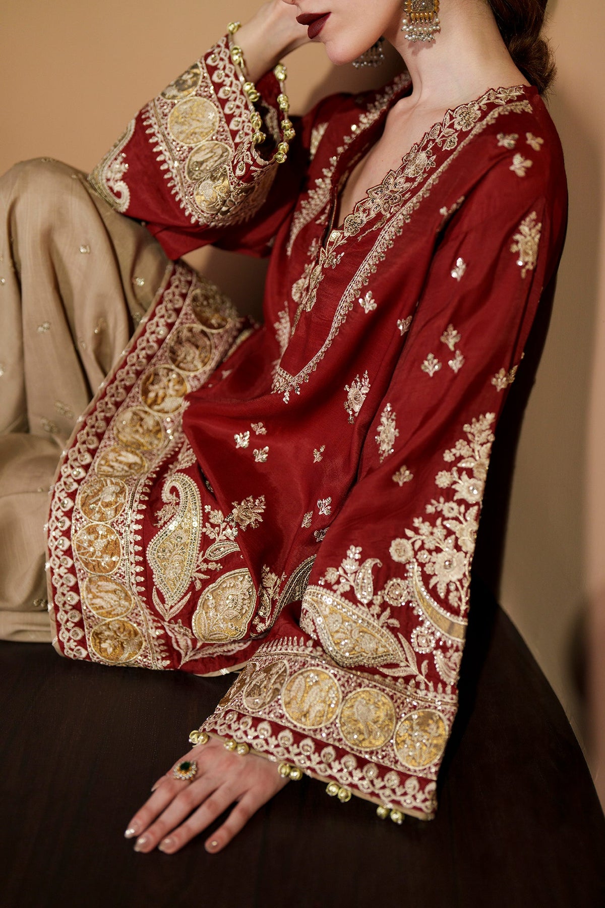 Ethnc – Grape Wine Embroidered Suit Style — Mairaz reproduction, product view 8 of 9