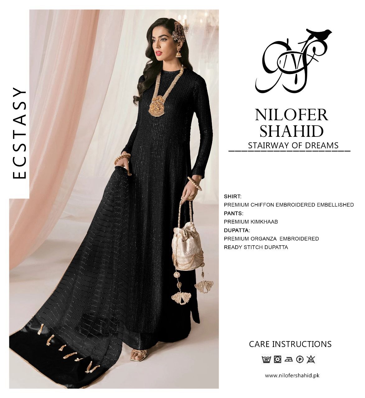 Nilofer Shahid Ecstasy Style — Mairaz Black Three-Piece Suit