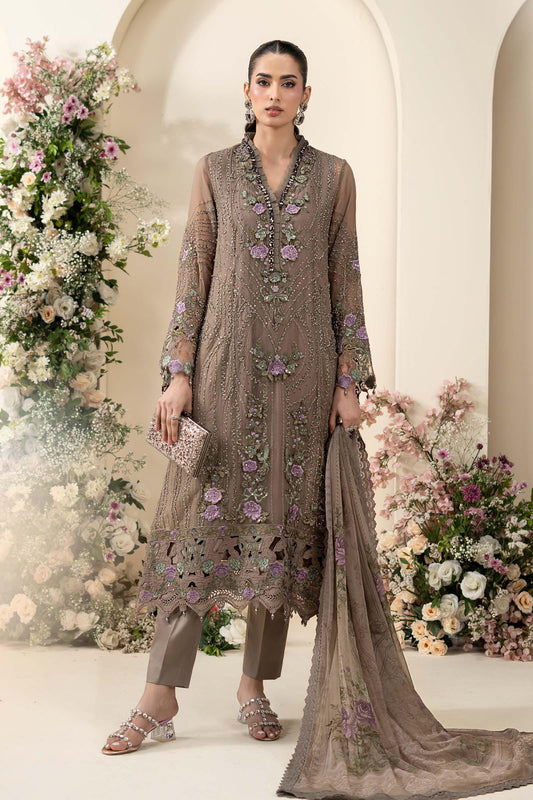 Maria B MCS-26-102 Style — Mairaz Mocha Brown Three-Piece Suit