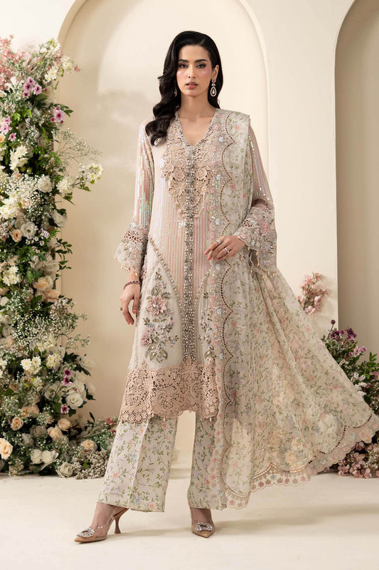 Maria B MCS-26-107 Style — Mairaz Ivory Beige Three-Piece Suit