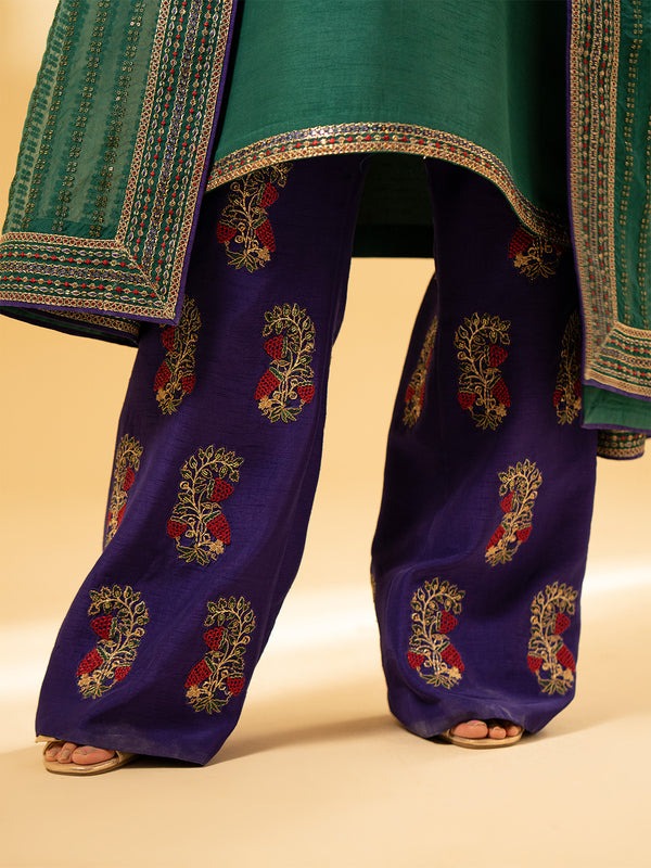 Fozia Khalid Emerald Craftsmanship Style — Mairaz Green Three-Piece Suit