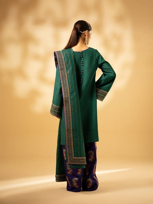 Fozia Khalid Emerald Craftsmanship Style — Mairaz Green Three-Piece Suit