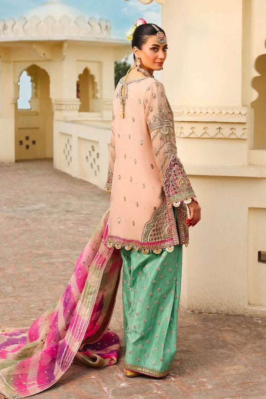 Maria B Zeenat-un-Nisa Style — Mairaz Peachy Pink Three-Piece Suit