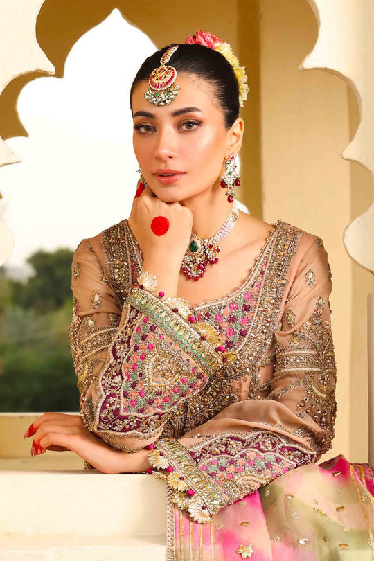 Maria B Zeenat-un-Nisa Style — Mairaz Peachy Pink Three-Piece Suit