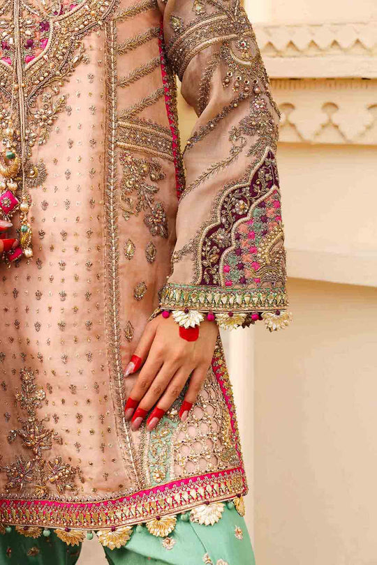 Maria B Zeenat-un-Nisa Style — Mairaz Peachy Pink Three-Piece Suit