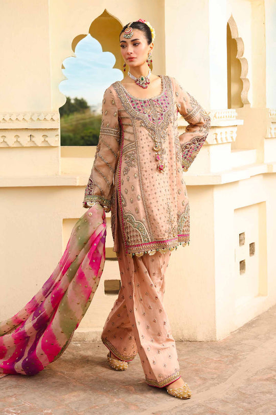 Maria B Zeenat-un-Nisa Style — Mairaz Peachy Pink Three-Piece Suit