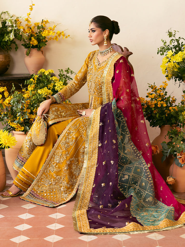 Gulaal Nayaara Style — Mairaz Purple & Green Sharara