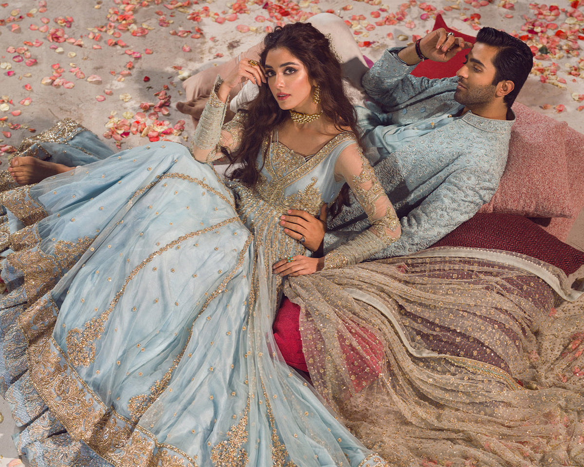 Faiza Saqlain Ahlah Style — Mairaz Embellished Net Pishwas & Sharara, product view 3 of 10