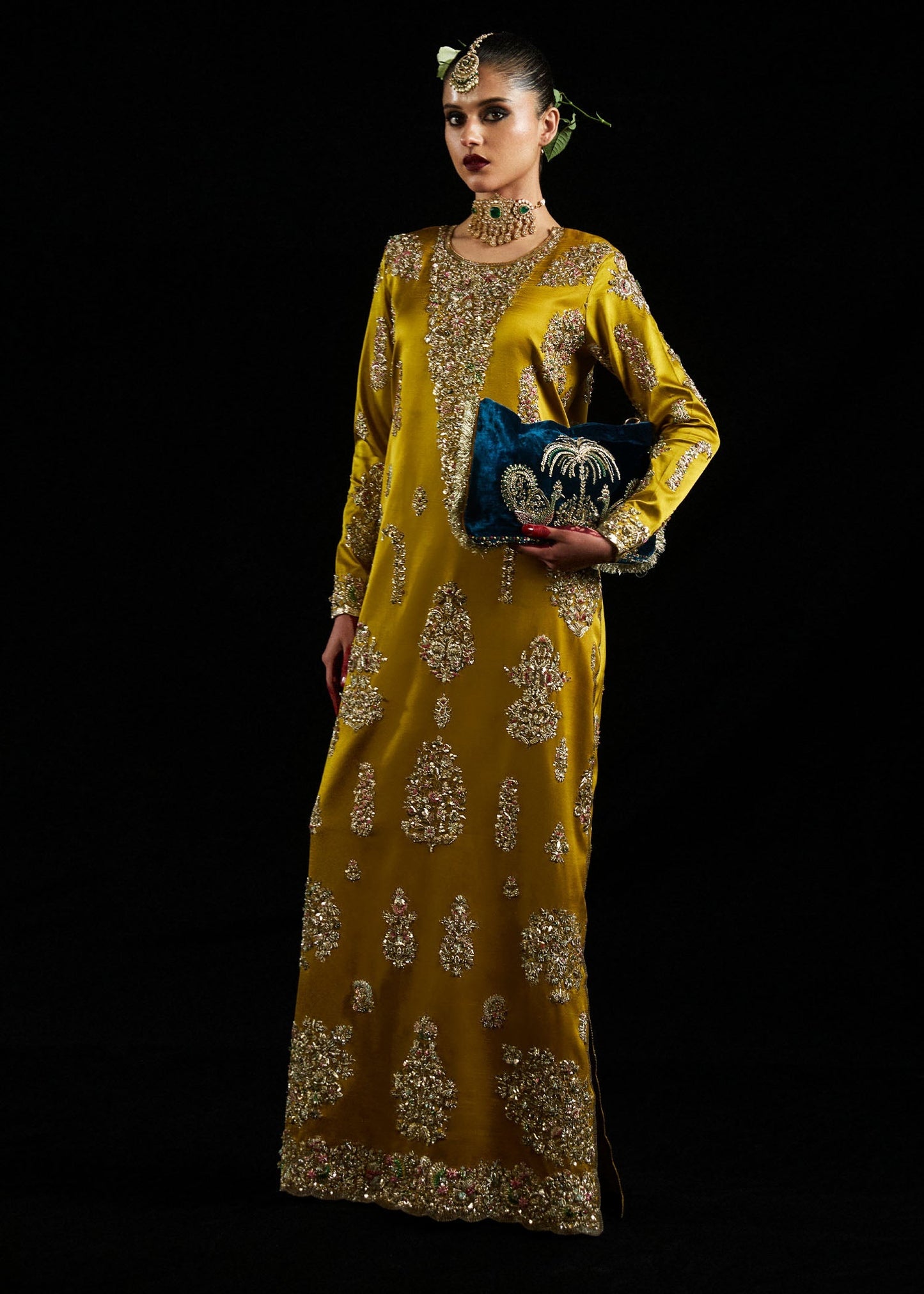 Hussain Rehar Sandali Style — Mairaz Mustard Formal Ensemble