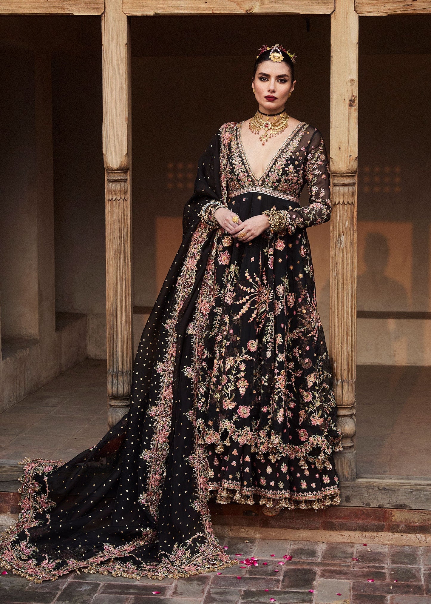 Hussain Rehar Pathaar Style — Mairaz Black Wedding Maxi