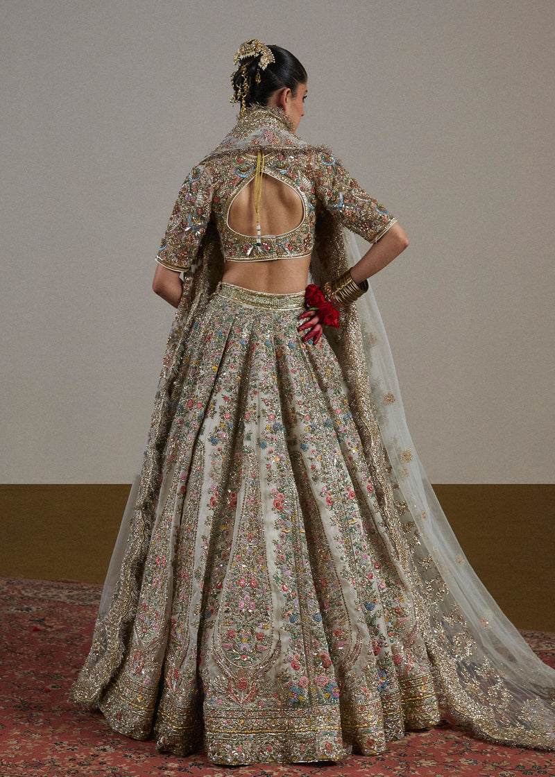 Hussain Rehar Sawara Style by Mairaz, ivory formal detail view 4