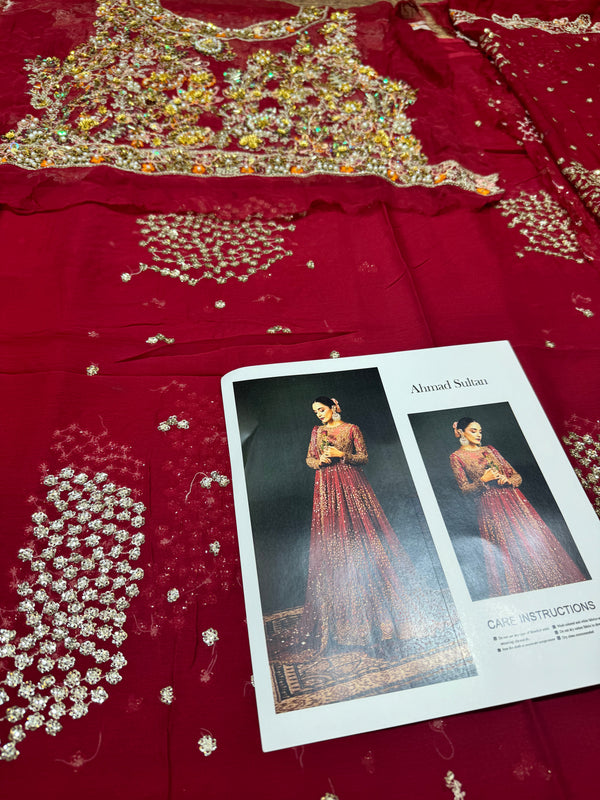 Ahmad Sultan Sablette Style — Mairaz Red & Gold Bridal Gown