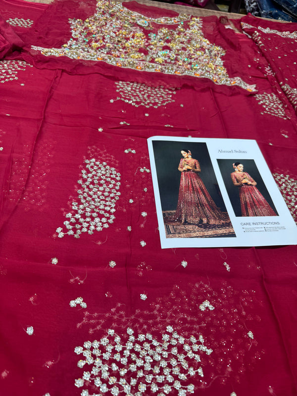 Ahmad Sultan Sablette Style — Mairaz Red & Gold Bridal Gown