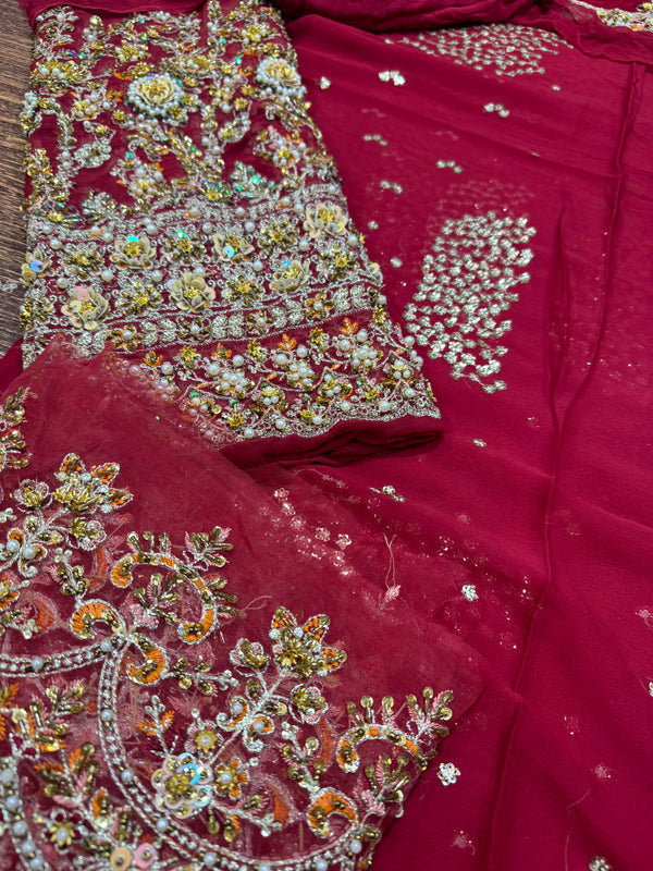 Ahmad Sultan Sablette Style — Mairaz Red & Gold Bridal Gown