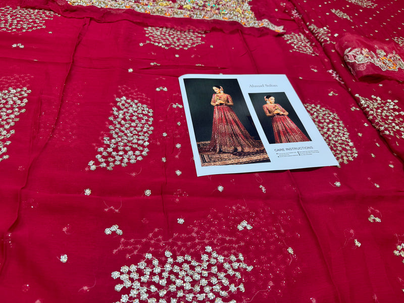 Ahmad Sultan Sablette Style — Mairaz Red & Gold Bridal Gown