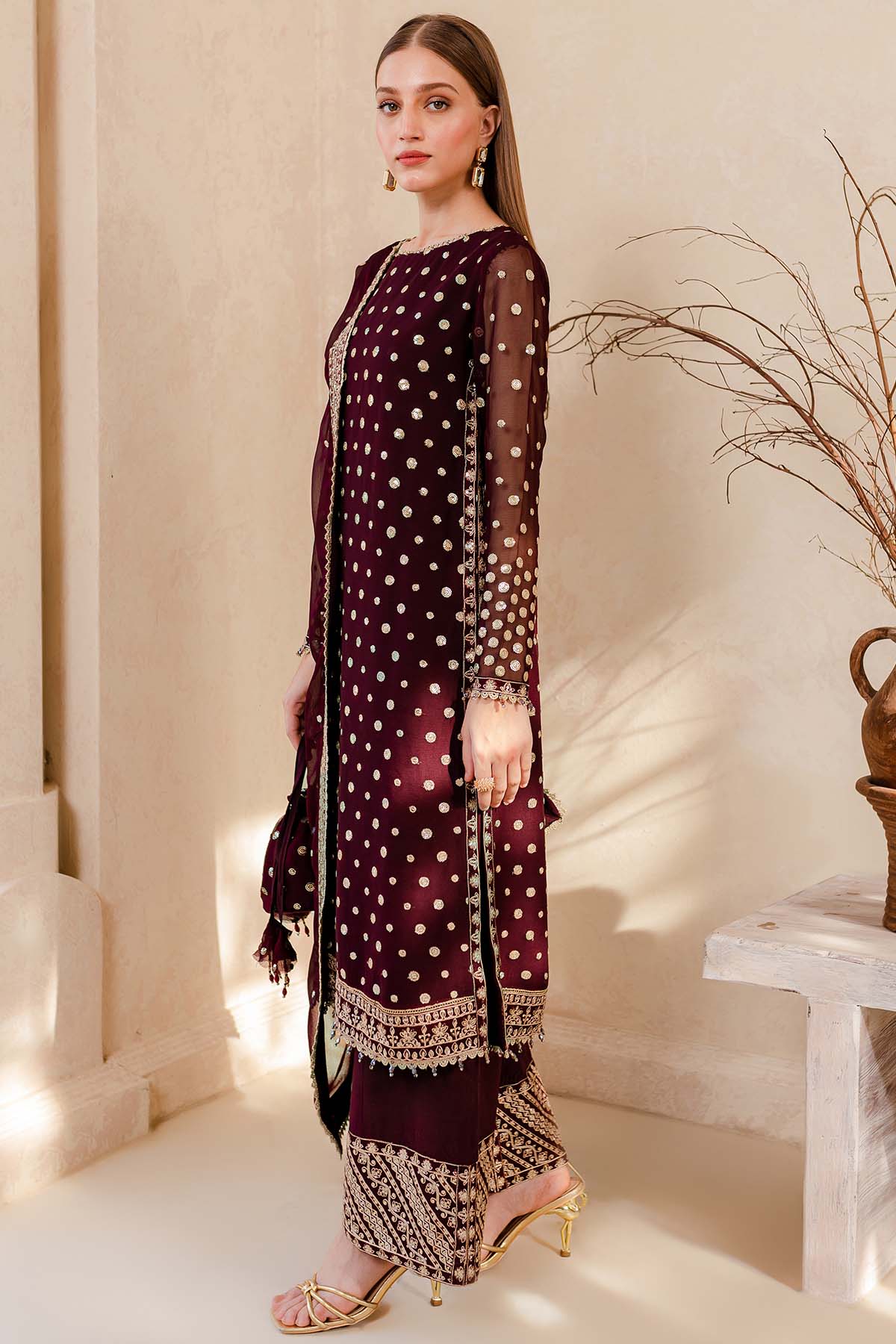 Farasha Mulberry Glaze Style — Mairaz Three-Piece Suit