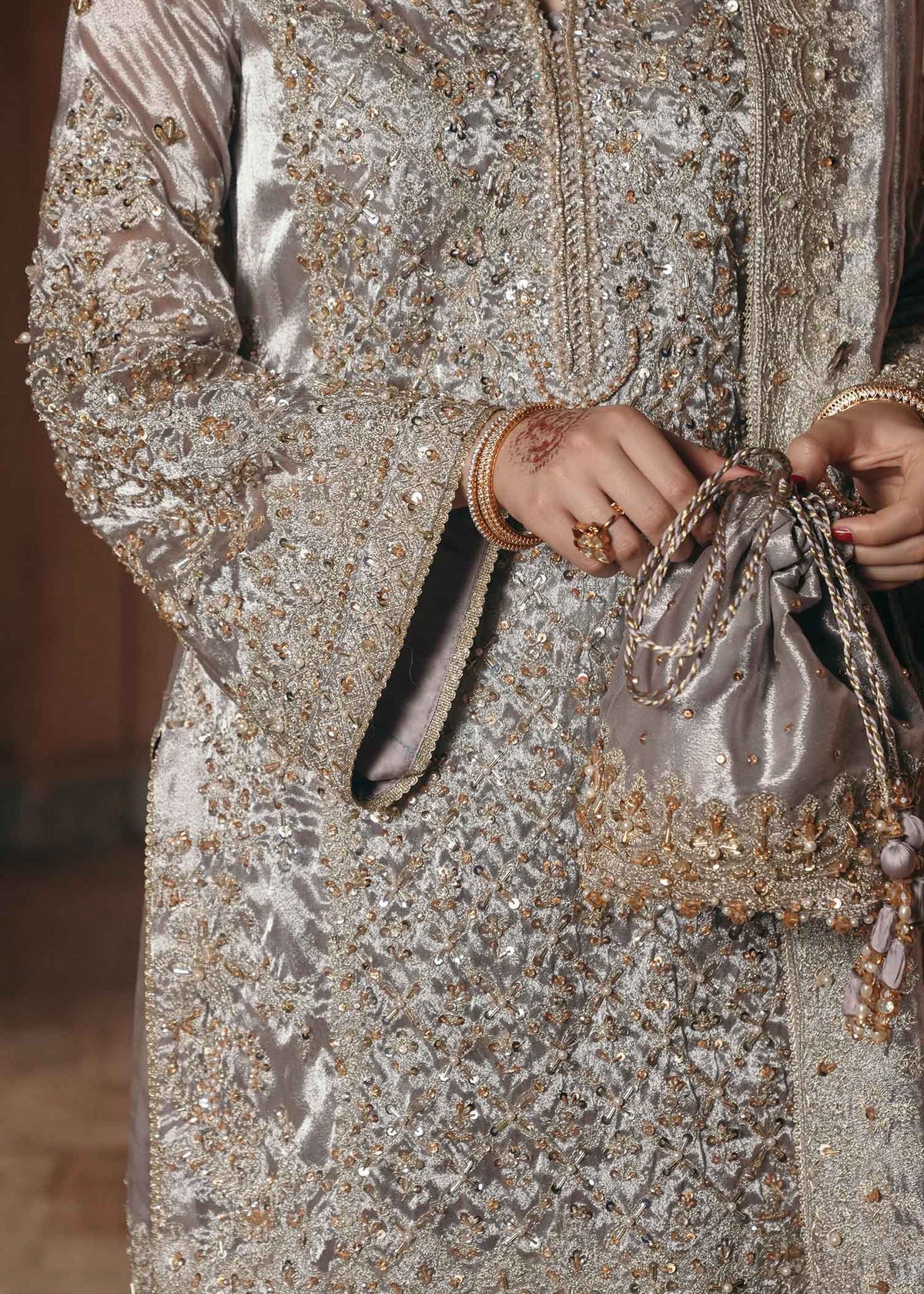 Kanwal Malik Gulnaar Style — Mairaz Silver Mauve Three-Piece Suit