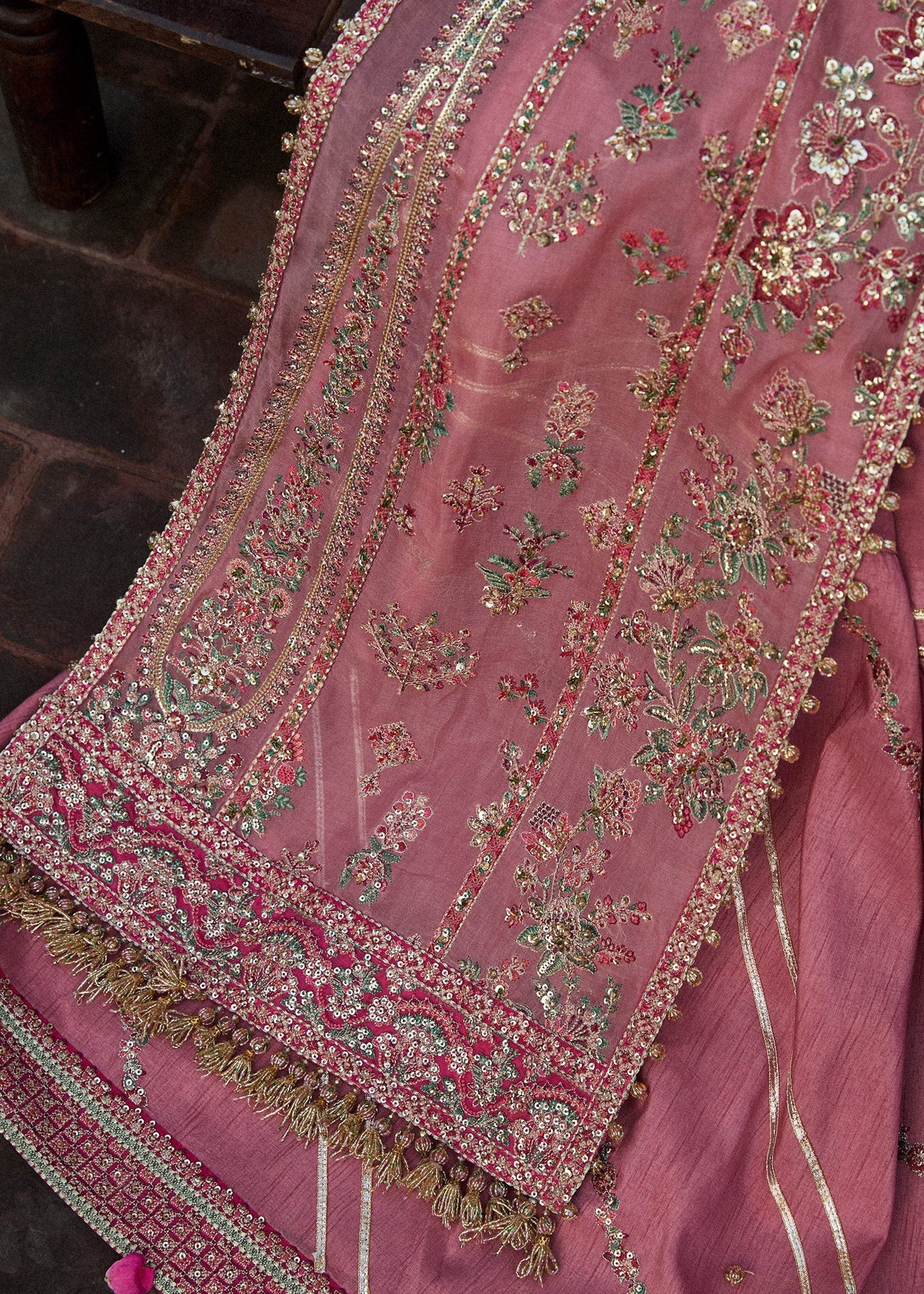 Hussain Rehar Aadoo Style — Mairaz Pink Sharara