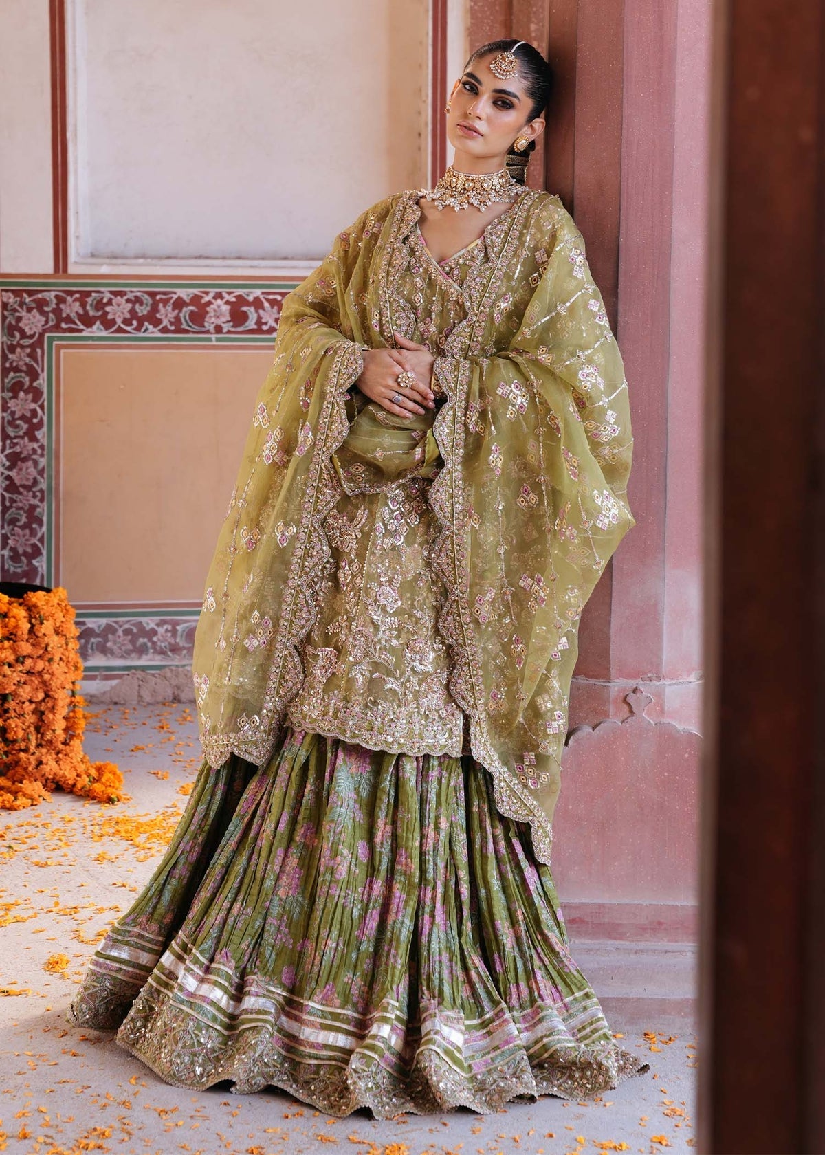 Kanwal Malik Amal Style — Mairaz Olive Green Sharara