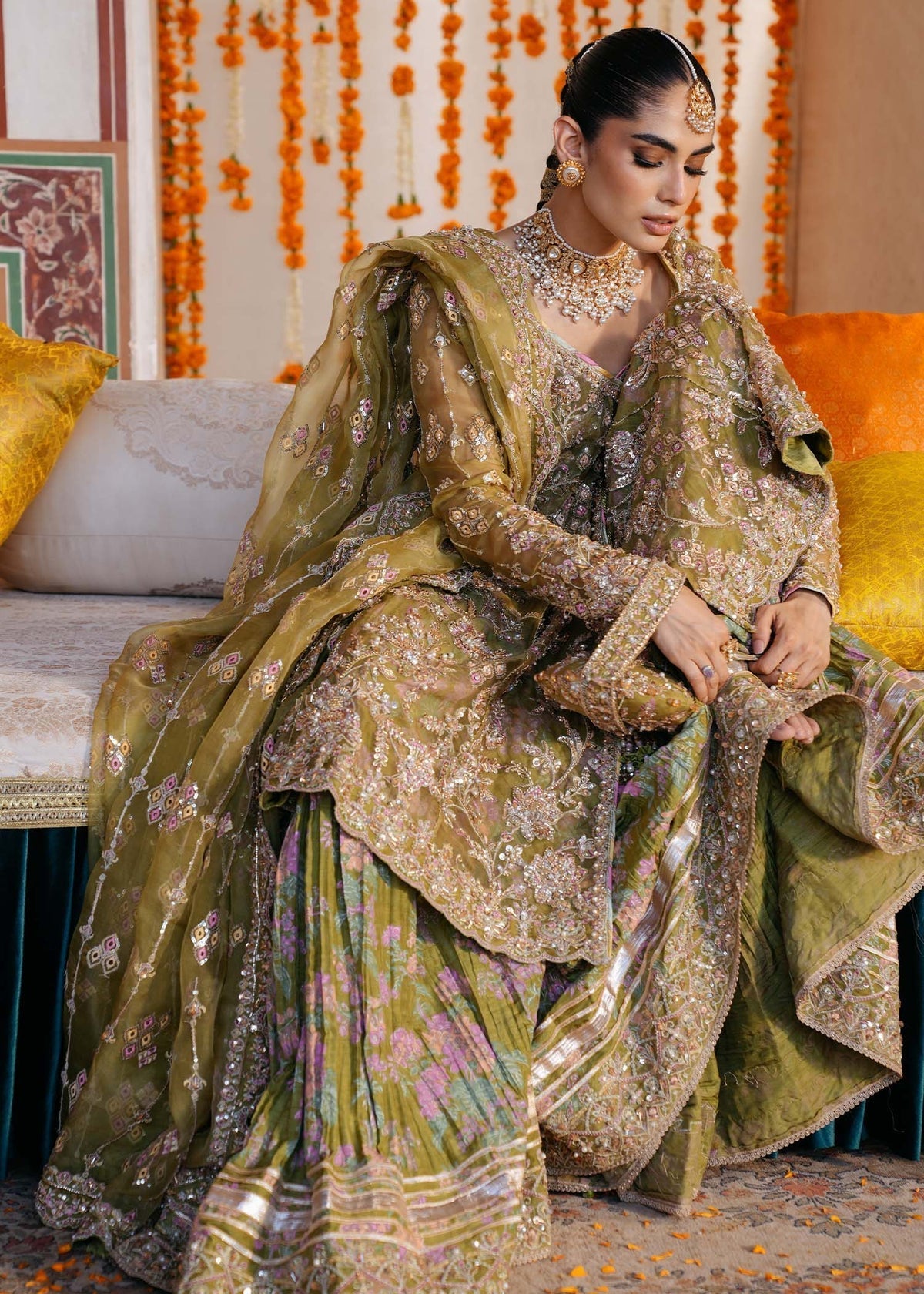 Kanwal Malik Amal Style — Mairaz Olive Green Sharara
