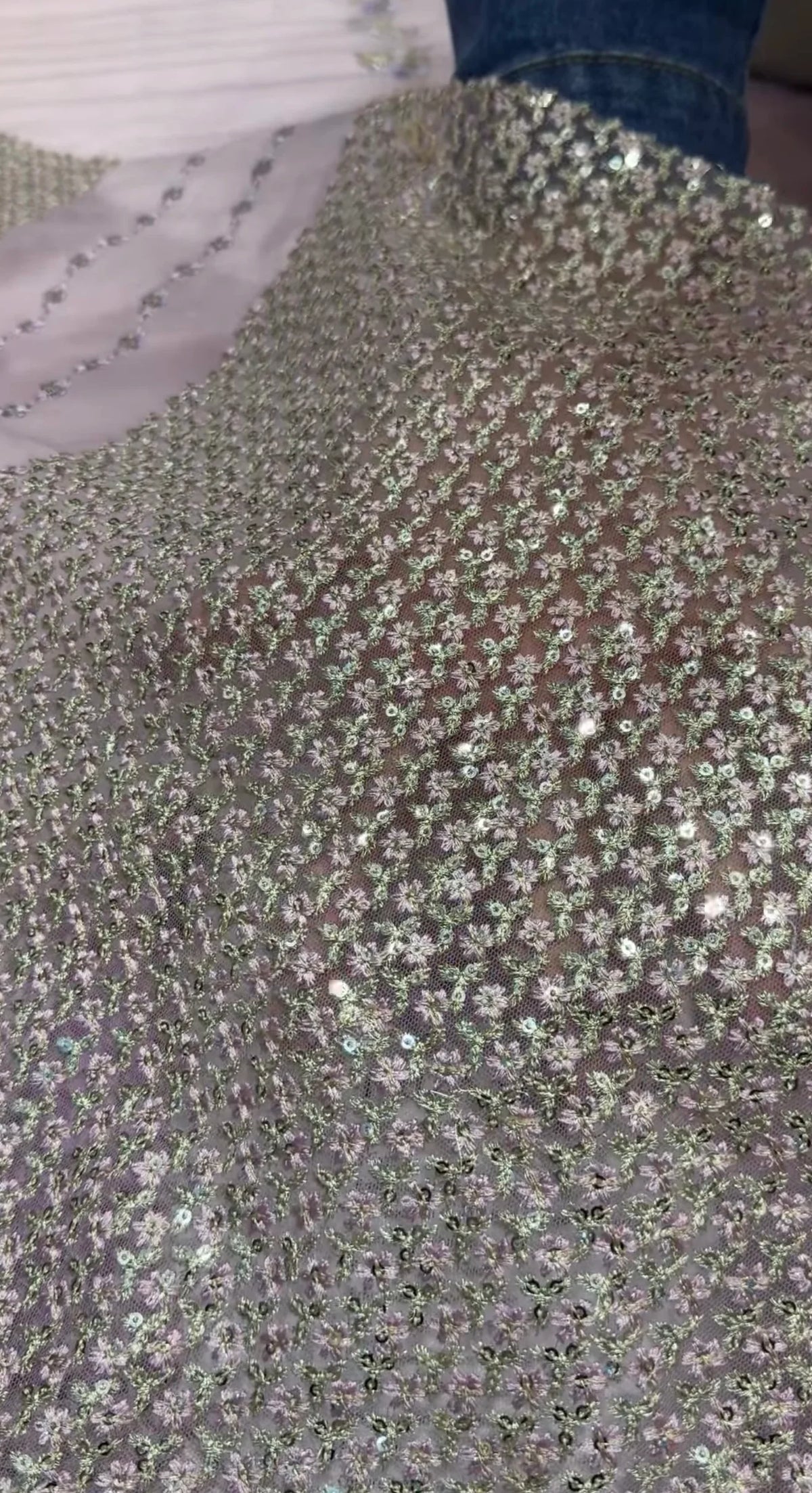 Faiza Saqlain – Pinar Style, sequin lattice work close-up
