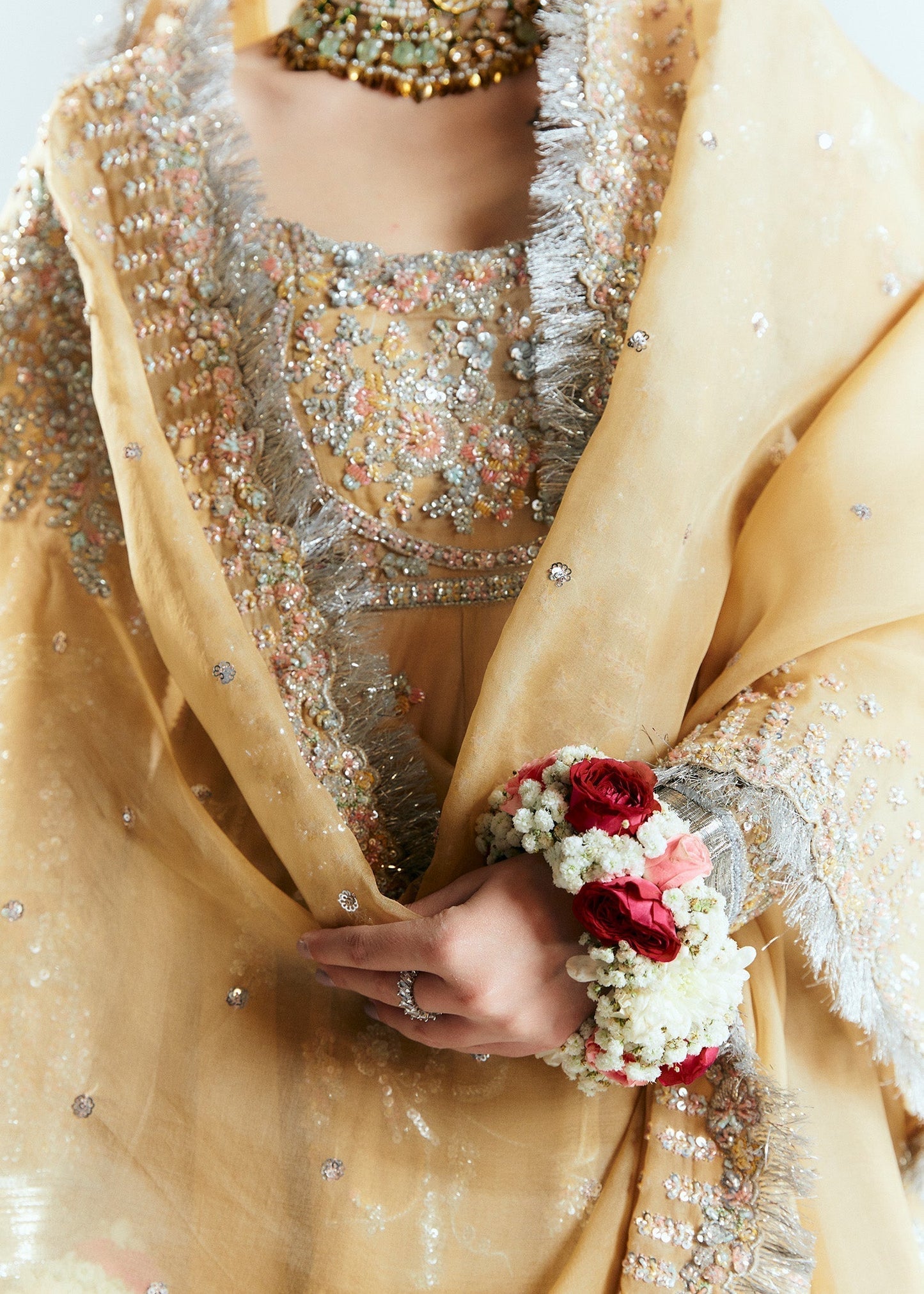 Hussain Rehar Aether Style — Mairaz Gold Lehenga