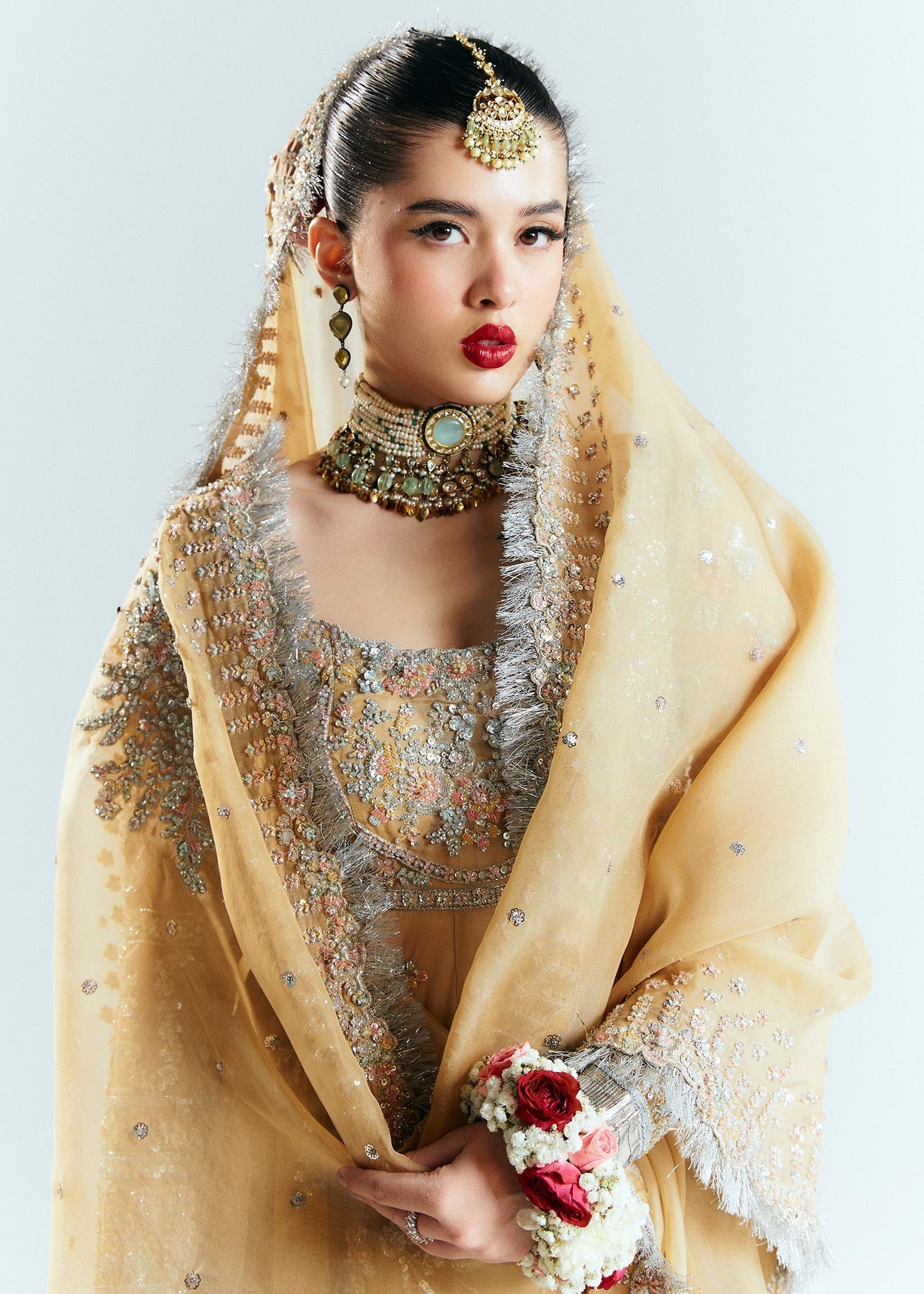 Hussain Rehar Aether Style — Mairaz Gold Lehenga