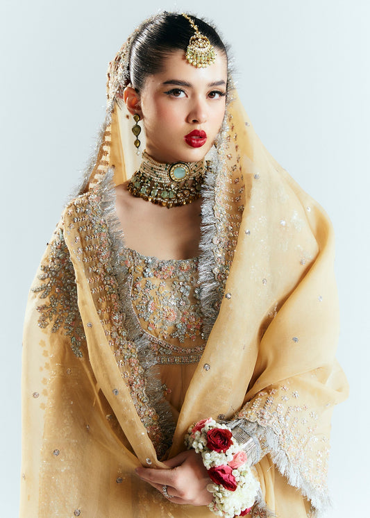 Hussain Rehar Aether Style — Mairaz Gold Lehenga